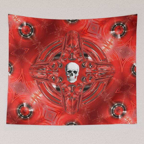 Item preview, Círculos plateados en patrón texturizado rojo sangre designed and sold by PuuuurfectAngel.