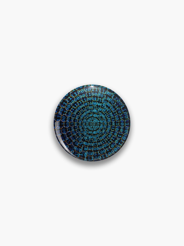 Thumbnail 1 of 3, Pin, binary code designed and sold by ocorvo.