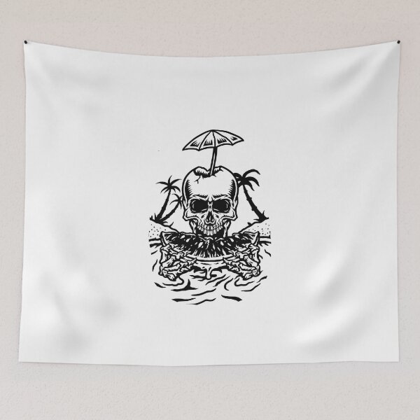Item preview, Black and white skull with watermelons and palm trees designed and sold by Proud Pro Gifts.