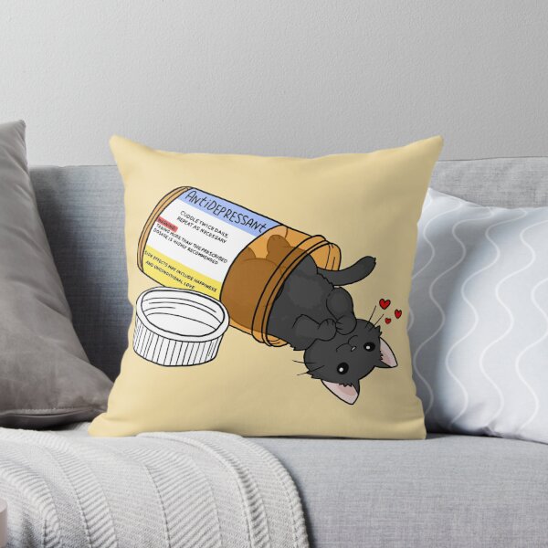 kitty antidepressant love medicine Throw Pillow