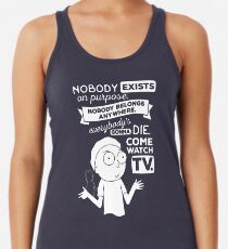 Rick and Morty Schwifty Wubba Lubba Fair Use Nobody Exists on Purpose Racerback Tank Top