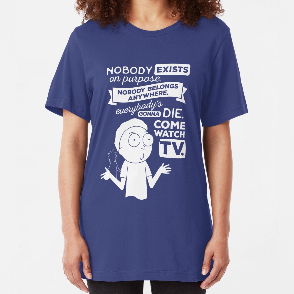 Rick and Morty Schwifty Wubba Lubba Fair Use Nobody Exists on Purpose Slim Fit T-Shirt