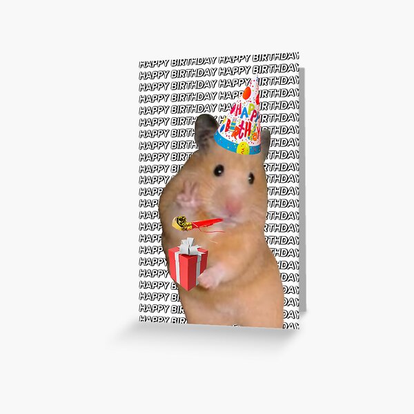 Item preview, Hamster peace sign meme happy birthday card black and white designed and sold by DesignsByRikke.