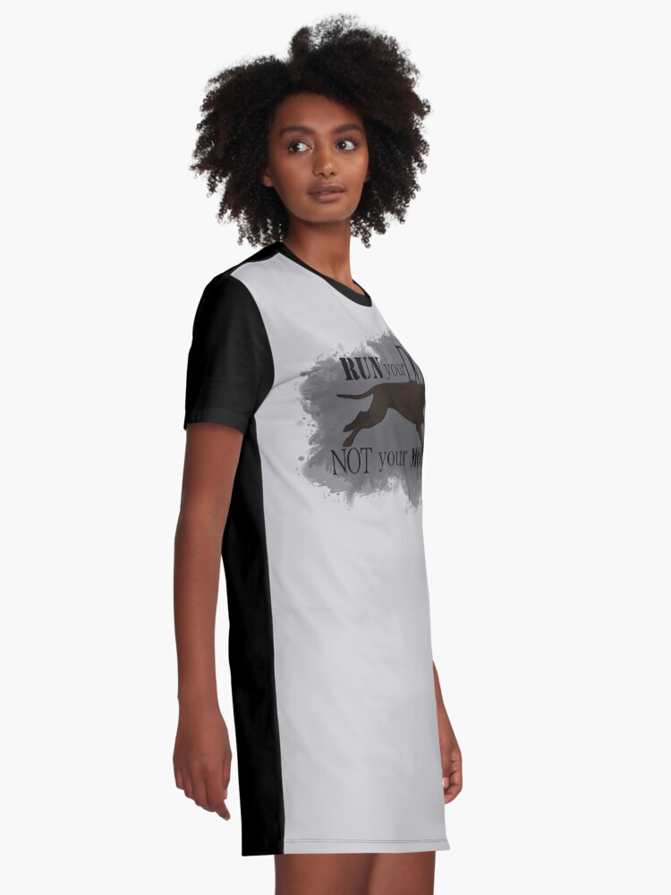 Alternate view of Run Your Dog Not Your Mouth American Pit Bull Terrier Dark Chocolate Graphic T-Shirt Dress