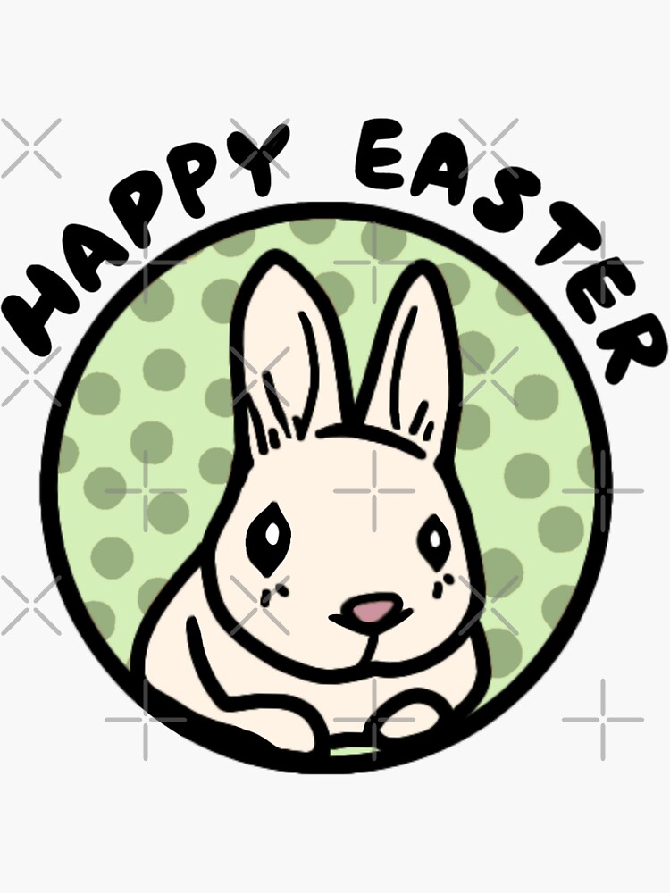 Happy Easter Day with Cute Bunny on Green Moon Adorable Vegan Bunny  Easter Love Sticker