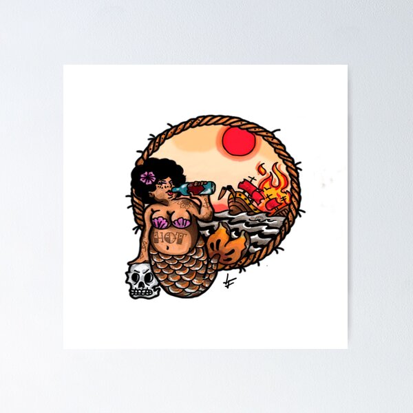 Item preview, mermaid old school designed and sold by apeink.