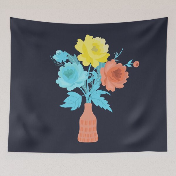 Item preview, Rose Bouquet Vase Blue Yellow Pink Roses designed and sold by Anna Lemos.