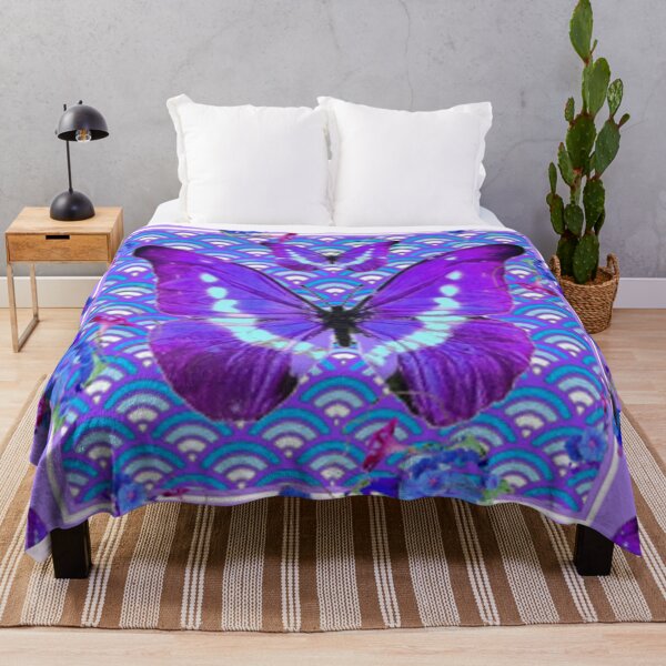 Item preview, LILAC PURPLE BUTTERFLIES BLUE MORNING GLORIES designed and sold by sharlesart.