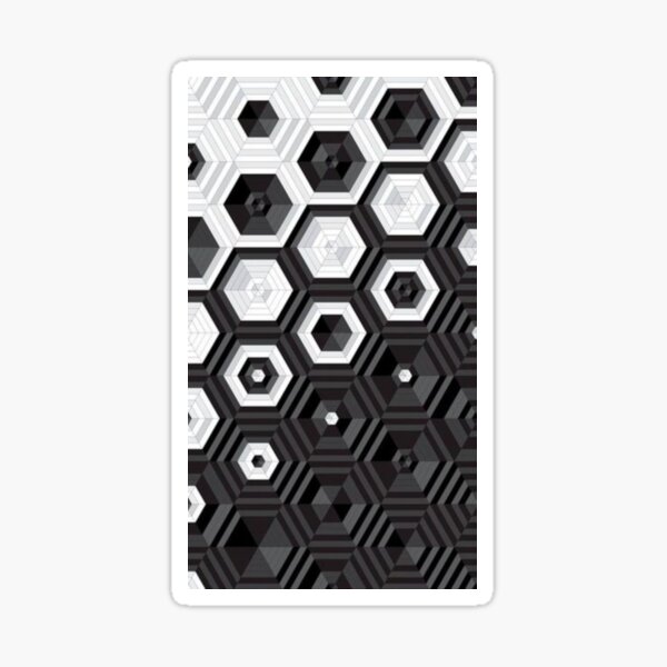 Item preview, Hexagonal 3D Art black and white designed and sold by MusicSkateboard.