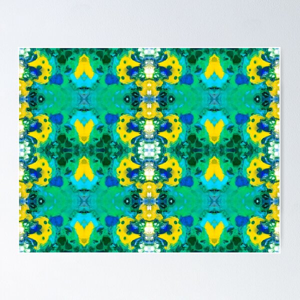 Item preview, Abstract Green, Yellow, Turquoise, Blue, and White Painting designed and sold by Creative-Voyage.