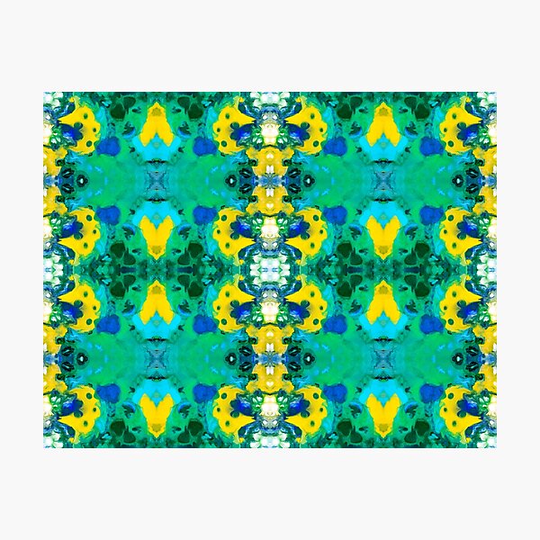 Item preview, Abstract Green, Yellow, Turquoise, Blue, and White Painting designed and sold by Creative-Voyage.