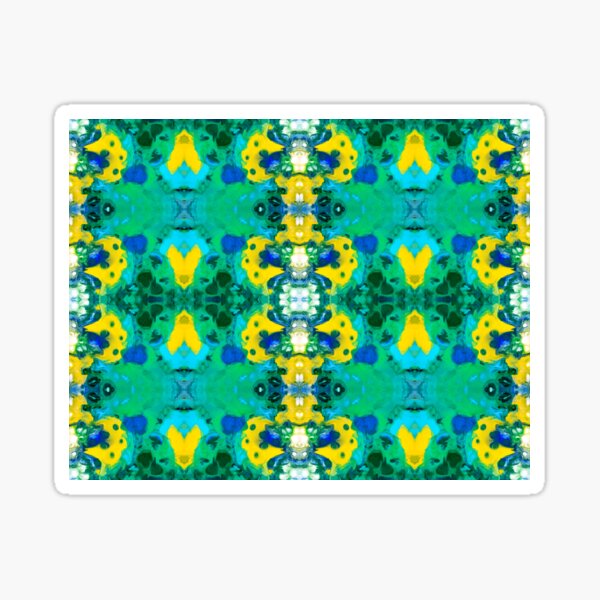 Item preview, Abstract Green, Yellow, Turquoise, Blue, and White Painting designed and sold by Creative-Voyage.