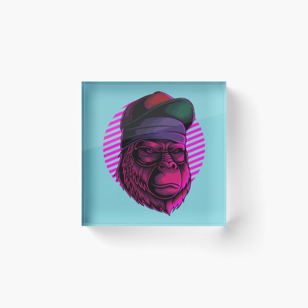 Item preview, Cool Gorilla Head pink neon designed and sold by leen12 Art Designs Prints.