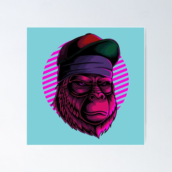 Item preview, Cool Gorilla Head pink neon designed and sold by leen12 Art Designs Prints.