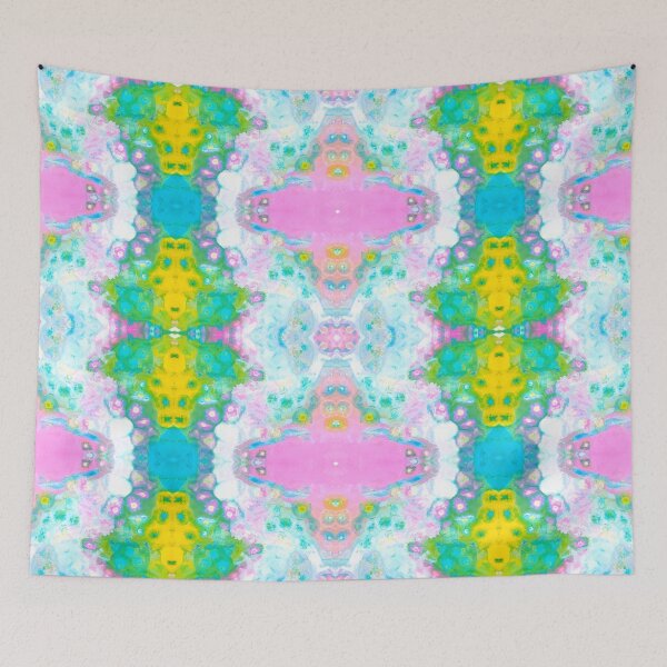Item preview, Abstract Yellow, Blue, Pink, Green, and White Painting designed and sold by Creative-Voyage.