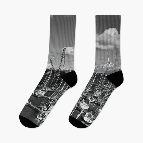 Item preview, The Marina at South Harbour in Blyth, Northumberland - monochrome designed and sold by Violaman.