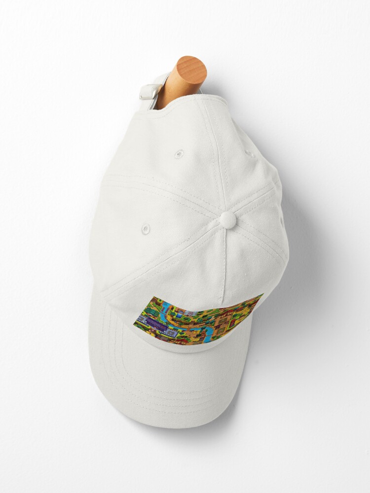 Aperçu 2 sur 7. Casquette avec l'œuvre Carte de la vallée de Stardew créée et vendue par Carinamay.