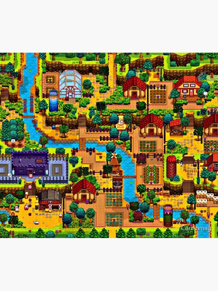 Aperçu 6 sur 6. Plaid avec l'œuvre Carte de la vallée de Stardew créée et vendue par Carinamay.