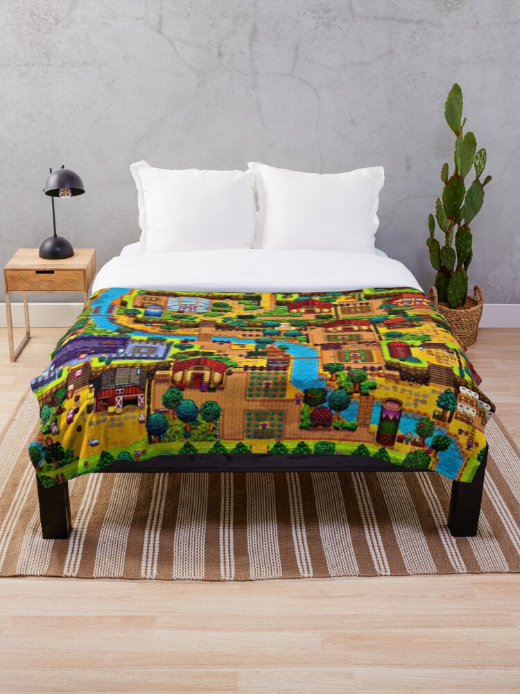 Aperçu 1 sur 6. Plaid avec l'œuvre Carte de la vallée de Stardew créée et vendue par Carinamay.