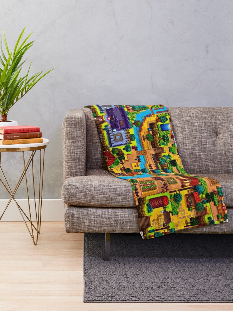 Aperçu 2 sur 6. Plaid avec l'œuvre Carte de la vallée de Stardew créée et vendue par Carinamay.