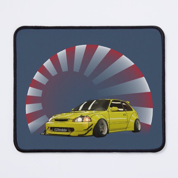 Item preview, Yellow Honda civic Car fan art, JDM, Japanese car wide body kit. designed and sold by CRWorks Shop.