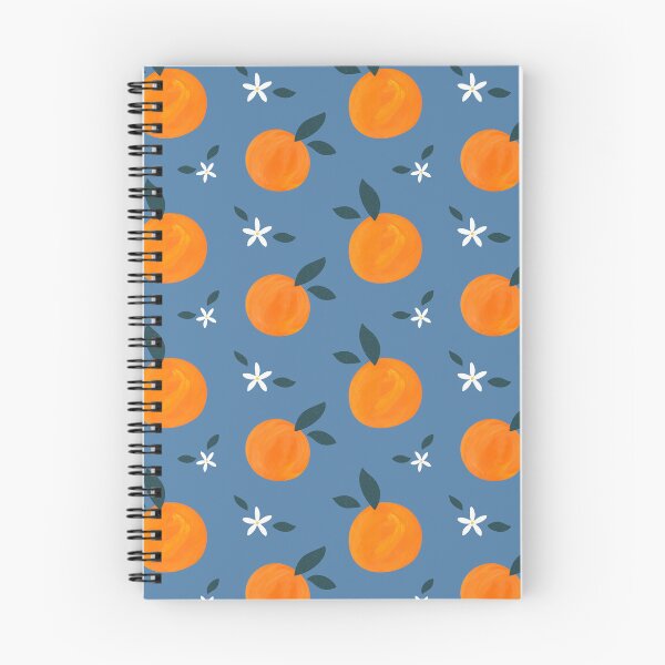 Item preview, Orange Blossom Pattern - Blue Background designed and sold by HappyCatPrints.