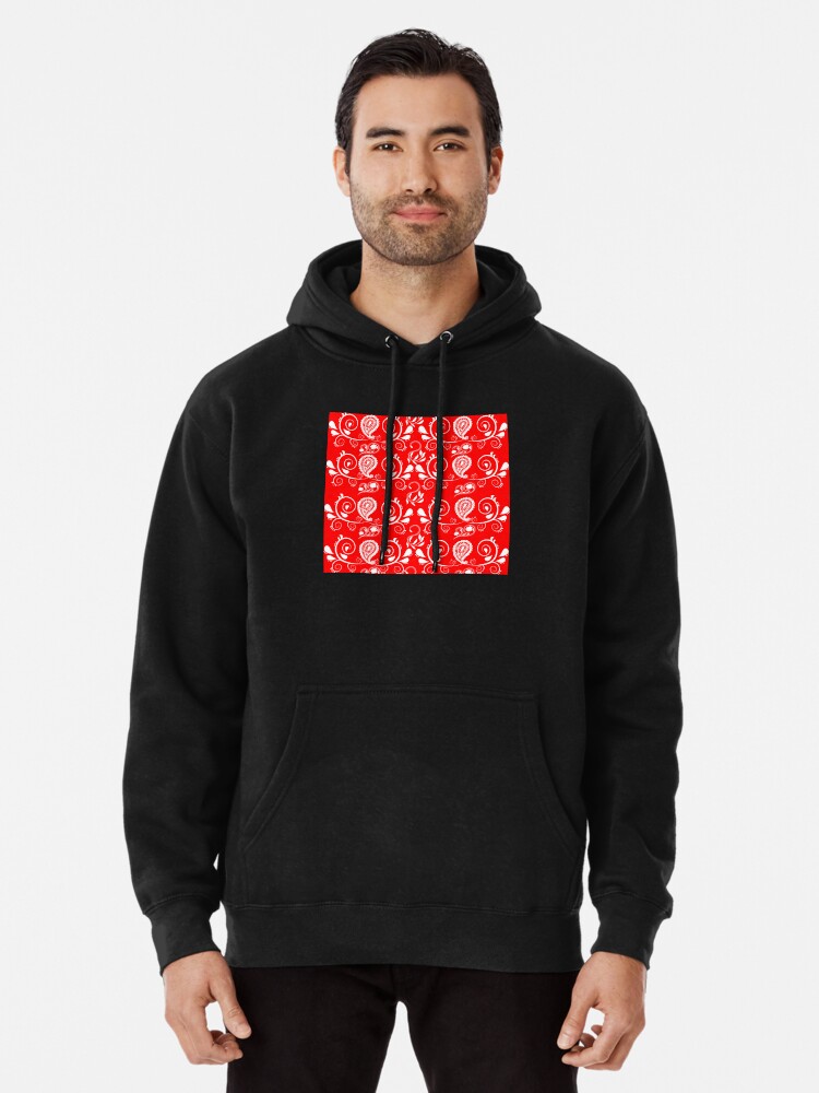 Paisley Vintage Red and White Pattern | Pullover Hoodie