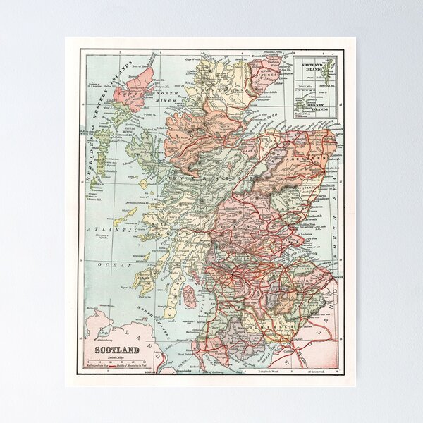 Item preview, Vintage Map of Scotland designed and sold by IndigoTDesigns.