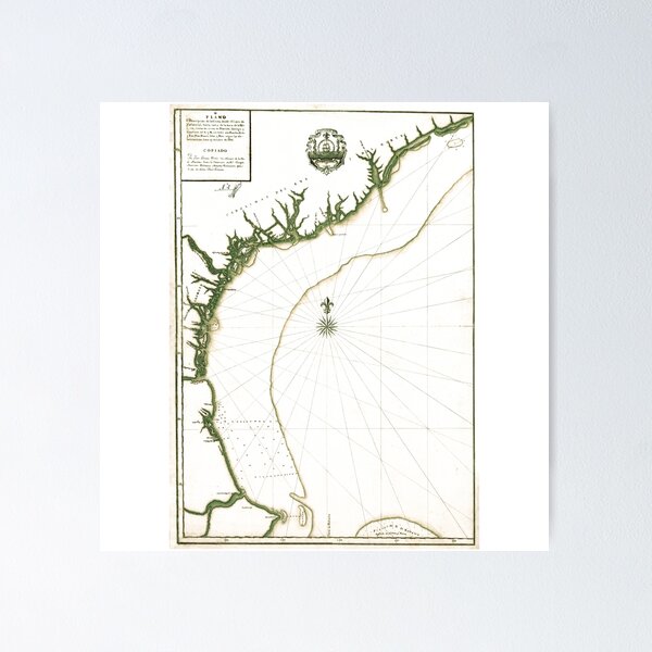 Item preview, 1776 Spanish Map of Florida Coast designed and sold by amuseXpress.