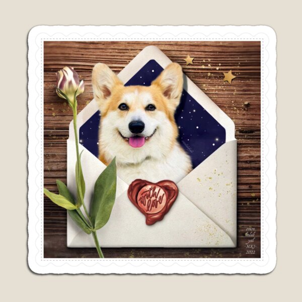 Aperçu de l'œuvre Newton le Corgi Dog Vintage Love Card créée et vendue par orionlodubyal.