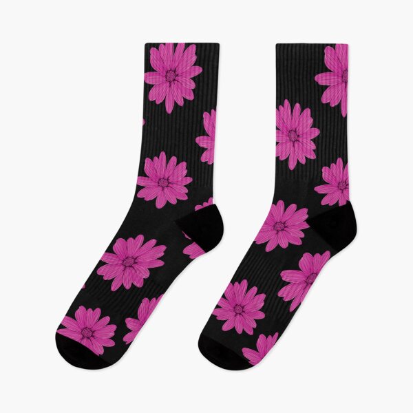Item preview, Hot Pink Flower Pattern on Black Background designed and sold by burbankdesigns.