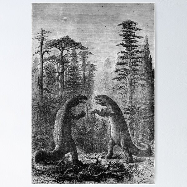 Item preview, Megalosaurus vs. Iguanodon | Vintage Dinosaurs Paleo Art designed and sold by incorrectdinos.