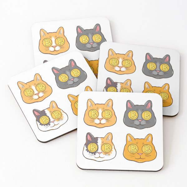 Item preview, Crypto Cat with Bitcoin Eyes Sticker Pack - for Crypto Coins Lover designed and sold by StassyDraws.
