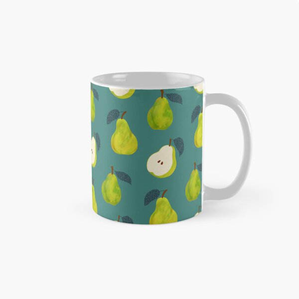 Item preview, Pear Pattern - Teal Green Background designed and sold by HappyCatPrints.