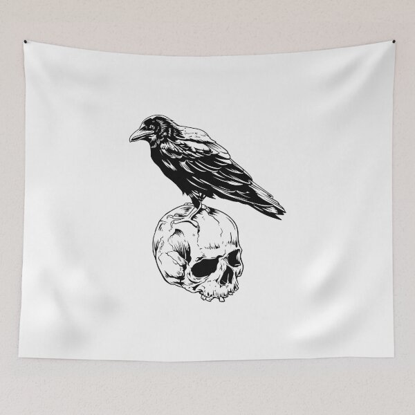 Item preview, prostrate green crow on black and white skull designed and sold by Proud Pro Gifts.