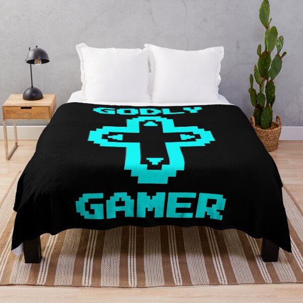 Item preview, Godly Gamer (v3 - cyan) - Christian gaming designed and sold by TimespunThreads.