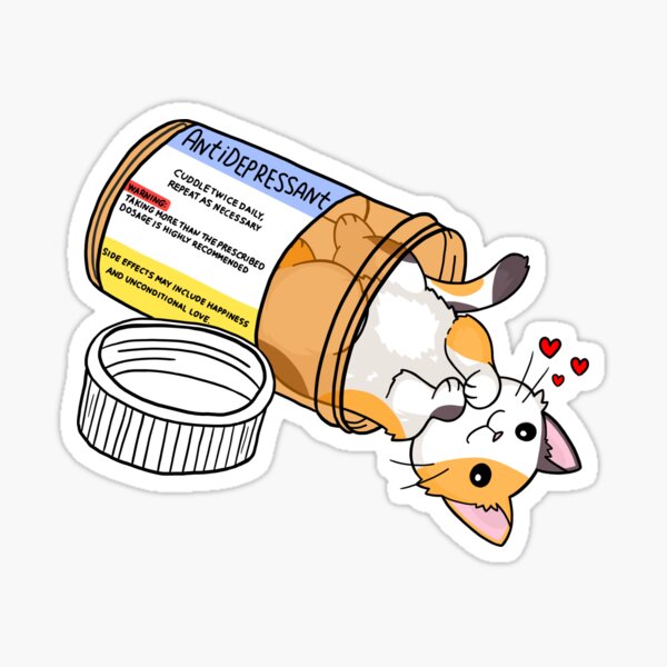 Calico kitty antidepressant love medicine Sticker