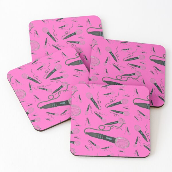 Item preview, Microphone Hand Drawn Pattern Hot Pink Pop Music Vintage Retro Mic Drop designed and sold by H3designs.