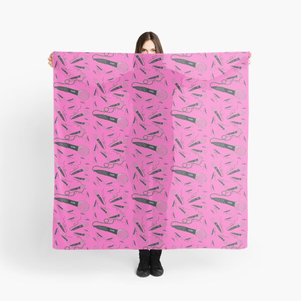 Item preview, Microphone Hand Drawn Pattern Hot Pink Pop Music Vintage Retro Mic Drop designed and sold by H3designs.