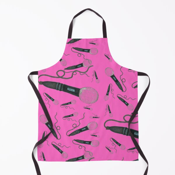 Item preview, Microphone Hand Drawn Pattern Hot Pink Pop Music Vintage Retro Mic Drop designed and sold by H3designs.