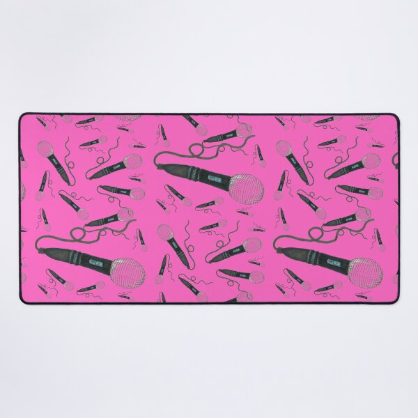 Item preview, Microphone Hand Drawn Pattern Hot Pink Pop Music Vintage Retro Mic Drop designed and sold by H3designs.