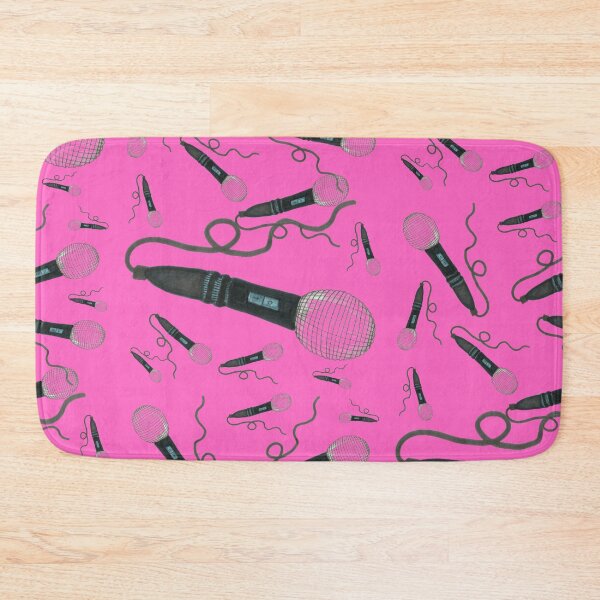 Item preview, Microphone Hand Drawn Pattern Hot Pink Pop Music Vintage Retro Mic Drop designed and sold by H3designs.