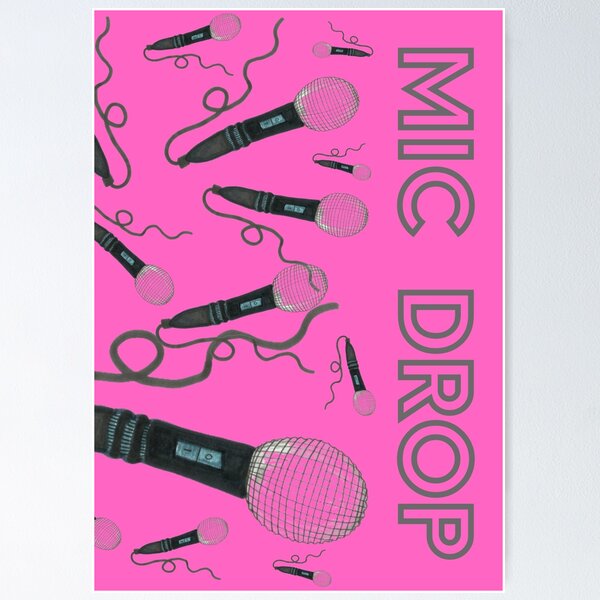 Item preview, Microphone Hand Drawn Pattern Hot Pink Pop Music Vintage Retro Mic Drop designed and sold by H3designs.