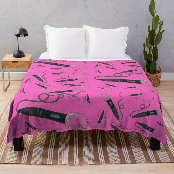 Item preview, Microphone Hand Drawn Pattern Hot Pink Pop Music Vintage Retro Mic Drop designed and sold by H3designs.