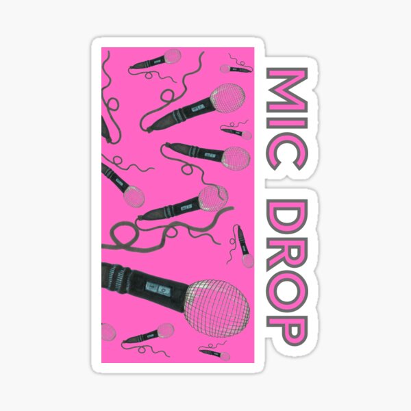 Item preview, Microphone Hand Drawn Pattern Hot Pink Pop Music Vintage Retro Mic Drop designed and sold by H3designs.