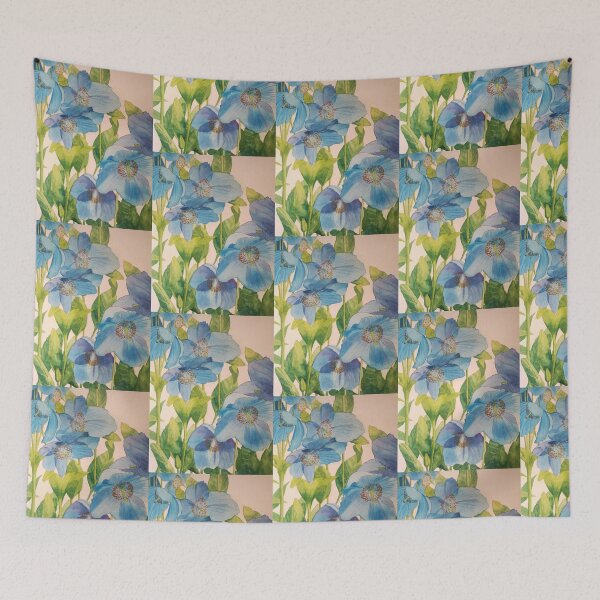 Item preview, Blue poppies watercolour painting  designed and sold by esvb.