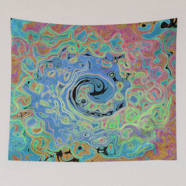 Item preview, Watercolor Blue Groovy Abstract Retro Liquid Swirl designed and sold by myrubiogarden.
