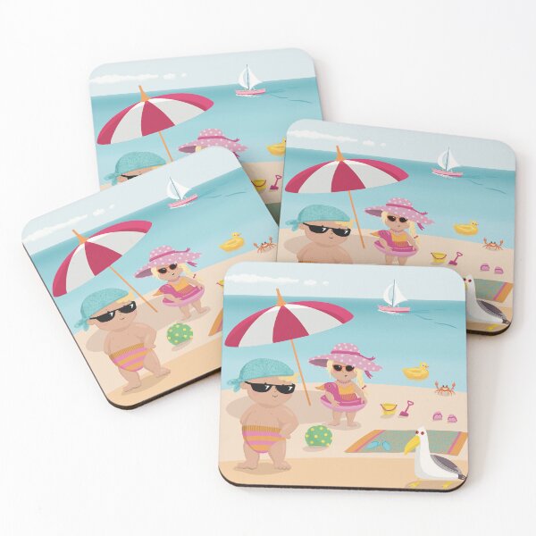 Item preview, Vacation mood on - two cute kids having a sunny happy day on the beach designed and sold by marina63.