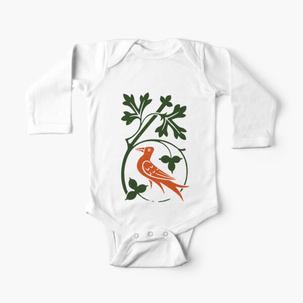 Woodcut birds Long Sleeve Baby One-Piece