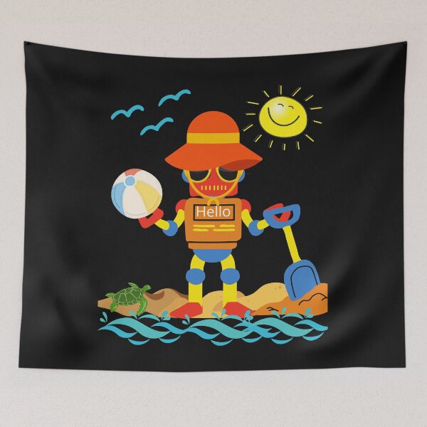Item preview, Friendly Beach Robot Digging in the Sand designed and sold by GearGirlNJ.